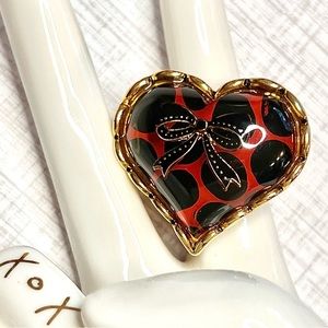 Betsey Johnson ‘School Girl’ Statement Heart Ring  HTF/Rare